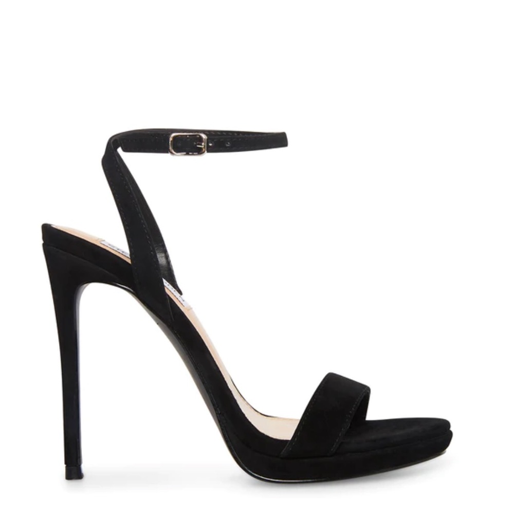 Steve Madden Black STARLET Nubuck (Suede) Heels Strappy Sandals Worn Once w/ box